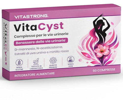 VitaCyst, D Mannosio Puro con NAC N-Acetil-Cisteina, Estratti di Mirtillo Rosso (Cranberry) e Uva Ursina Vegan Integratore Alimentare Vie Urinarie Donna, 60 Compresse Senza Glutine, Lattosio, OGM