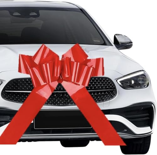 Große Rote Schleife für Auto, Geschenkschleife Groß 30 Zoll | Große Autoschleife, Riesige Autoschleife mit Kleine Schleifen und Saugnapf für Auto Fahrrad Hochzeit Weihnachten Geburtstage