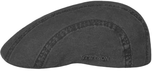 Stetson Madison Delave Schirmmütze Flatcap UV-Schutz Nachhaltig Damen und Herren Frühling Sommer schwarz M (56-57 cm)