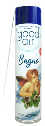 Ebano Good Air Profumatore e Deodorante Bagno Spray 300ml, Formula Asciutta Senza Acqua, Non Macchia, Lunga Durata, Fragranza Pino Azzurro, Specifico per Ambienti con Aria Stagnante