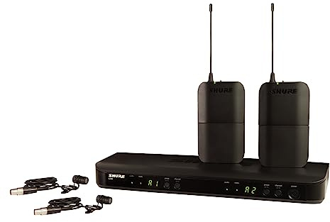 Shure BLX188/W85 UHF Wireless Mikrofonsystem - Perfekt für Redner, Künstler - 14-Stunden-Batterielaufzeit, 100m Reichweite | Enthält (2) Lavalier-Mikrofone, Dual-Channel-Empfänger | T11 Band