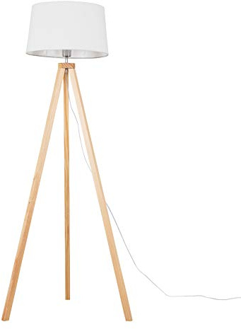 MiniSun | Modern Light Wood Tripod Design Floor Lamp with a White Tapered Shade | Floor Lamps & Torchieres, Home Décor & Improvement Essential | Includes Bulb [3000K Warm White]