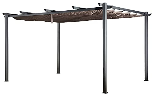 Happy Garden - Pérgola autoportante (3 x 4 m, Estructura de Aluminio), Color marrón
