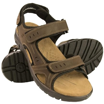 Zerimar sandaler utomhusskor Vandringsandaler | Lädersandaler Vandring | Sport utomhus sandaler | Sandaler Vandring Sommar | Färg: Brun Storlek 45