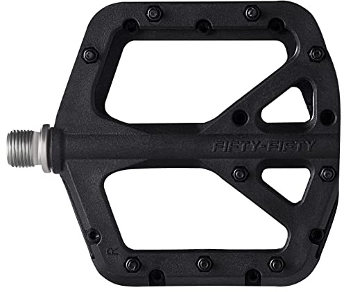 FIFTY-FIFTY Mountain Bike Pedals, Non-Slip MTB Nylon Composite, 9/16 Bicycle Pedals, Lightweight and Wide Flat Platform (Black)