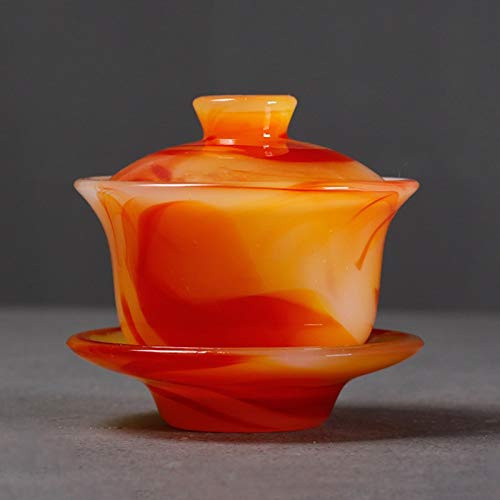 caihuashopping Servizio di caffè 140ml Agata Agata Jade Porcellana tè Bowl tè Cinese tè in Ceramica Set di tè Kung Fu Set da tè Gaiwan Drink Decoration Artigianato Servizio da tè
