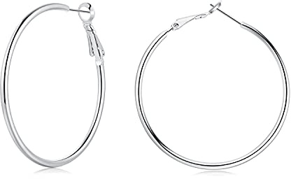 Josfeva Creolen Silber 925 Set, 925 Sterling Silber Creolen Ohrringe Groß, 40/50 / 60mm Damen Creolen Silber/Rosegold/Gold, Endless Huggie Rund Kreolen, Klapp-Creolen Ohrringe für Frauen