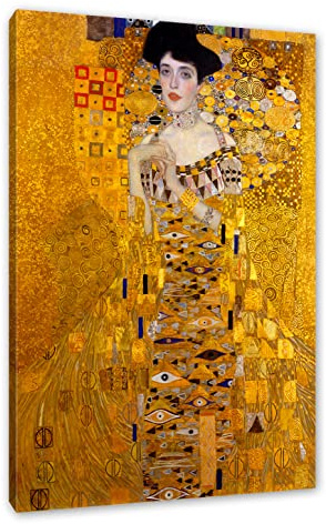 Pixxprint Gustav Klimt - Adele Bloch-Bauer I, Weiß, Größe: 100x70cm, Leinwandbild, fertig gespannt, Wandbild, Dekoration, Kunstdruck, kein Poster
