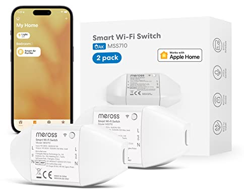 Meross WLAN Schalter funktioniert mit Apple HomeKit, Smart Switch Fernbedienung mit Sprachsteuerung mit Siri Alexa, Google Assistant, SmartThings, DIY Smart für elektrische Haushaltsgeräte