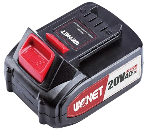 WONET batteria di ricambio per attrezzi, 20 V/4,0 Ah, Adatto alla smerigliatrice angolare di WONET