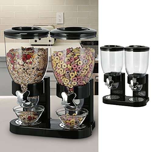 Cepewa Cerialienspender doppelt | Kunststoff 33x41x19cm schwarz 3,5 Liter | Müslispender Spender Frühstücksspender Dosierer