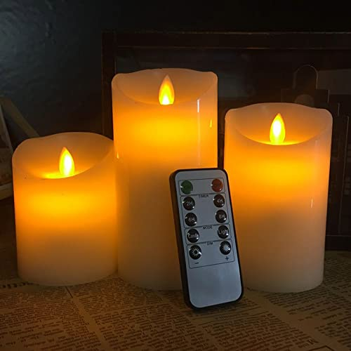 Flintronic Candele LED, 3 pezzi Candela a LED con Telecomando, 10/12.5/15CM Candele Senza Fiamma Tremolante con Telecomando e Funzione Timer per Compleanno/Festa/Matrimonio/Hotel