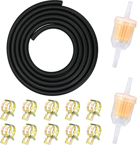 Benzinschlauch Kit 2m Kraftstoffleitung mit 2 Stück Benzinfilter 10 Stück Schlauchschellen für Auto Motorrad Roller