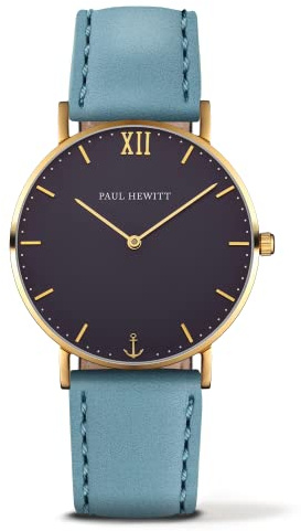 PAUL HEWITT Damen Armbanduhr Sailor Line Lederaramband Blue Lagoon PH-SA-G-St-B-23S-VOR
