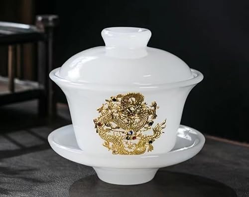 GeRRiT Tazze da tè in Cina, tazze con coperchio di alta qualità, ciotole da tè in giada smaltata con servizi da tè e antiche ciotole da tè Kung Fu con coperchio. (Color : 1)