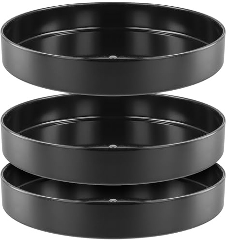 FAAING 3 Stück 30cm Lazy Susan Drehteller, 360° drehbar Gewürzregal Drehteller Organizer Schwarz Metall, Drehteller Küche für Schrank, Speisekammer, Kühlschrank