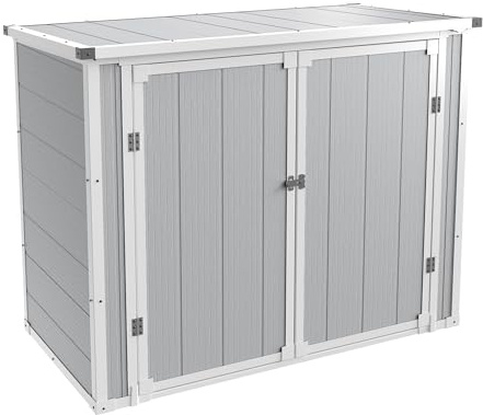 UDPATIO 41 Cu.Ft Horizontal Storage Shed Outdoor, Weatherproof Resin Storage Shed with Floor Thickened, Gas Spring, Lockable Doors for Trash Can Storage, Tools, Lawn Mower, for Patio,（Light Grey）