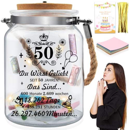 LED Flaschenlicht mit Sprüche,50 Geburtstagsgeschenk für Frau Mann,50.Geburtstag Geschenk Nachtlicht Geschenke Deko, Geschenkideen zum Geburtstag Tischdeko,LED Beleuchtung Beleuchtete Dekoflasche (50)