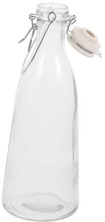 LALADEFIEE Praktische Glasflasche Mit Bügelverschluss Getränkeflasche Für Säfte Milch Und Getränke Transparente Haushaltsflasche Mit Elegantem Design Für Küche Und Unterwegs