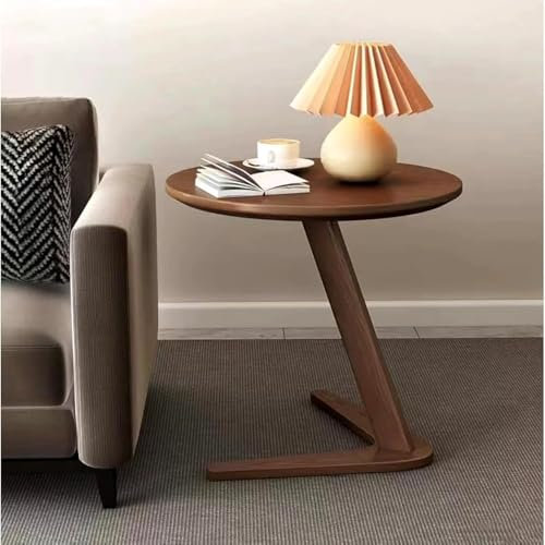 Mini table d'appoint ronde moderne du milieu du siècle pour salle à manger et salon Couleur noyer Mini table basse
