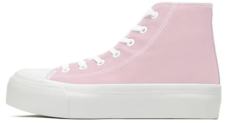 Women's Fashion Platform Trainers Ladies High Top Canvas Shoes Classic Platform Lace Up Sneakers Pumps Plimsolls Outdoor Sport Tennis Running Walking Shoes Breathable