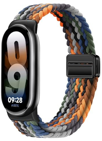 OUTPUTBT Geflecht Magnetisch Armbänder für Xiaomi Smart Band 9/8 Armband Nylon Baumwolle Sport für Mi Band 9/8 für Damen Herren