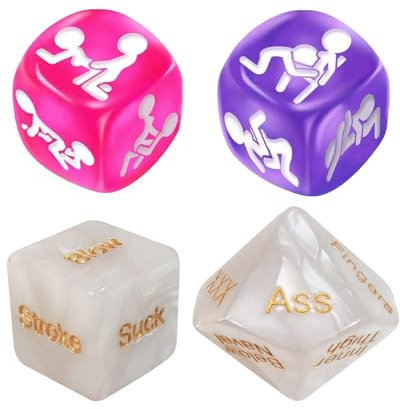 TPZORJX 4 pièces dés- - Cube érotique - Livre d'apprentissage pour couples - Jeu de dés - Jeu de dés - Jeu de fête - Cadeau pour couple adulte -Jouets pour adultes Dés