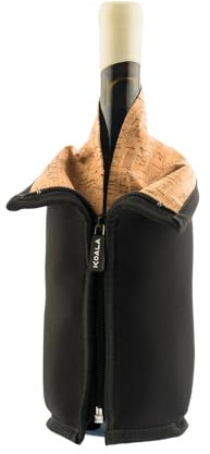 Raffreddatore di vino e cava, in neoprene con gel freddo, riutilizzabile, con cerniera, elegante e antiscivolo, per champagne e bottiglie standard, colore sughero