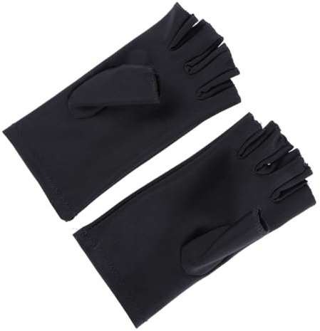 Veemoon 5 Guantes UV para Manicura de Guantes Cortos para Protección de Manos con Luz UV Negro