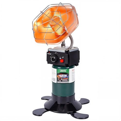 Hotdevil Tragbarer Propangas-Heizer, katalytischer Brenner mit faltbarem Zylinderfuß, 8520 BTU Leistung mit Steuerventil, Pulszündung, Terrassenheizer, geeignet für Outdoor-Aktivitäten (Gas nicht im