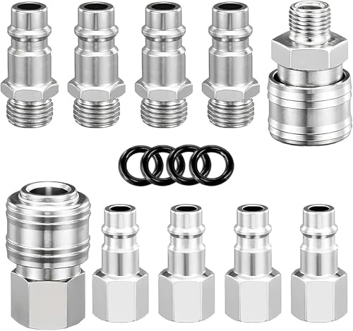 Taicols 10 Pezzi 1/4BSP Raccordi Aria Compressa Attacchi Rapidi Raccordi Aria Compressa Accoppiamento Compressori Per Linea Per Tubo Dell'aria Attacchi Maschio Femmina