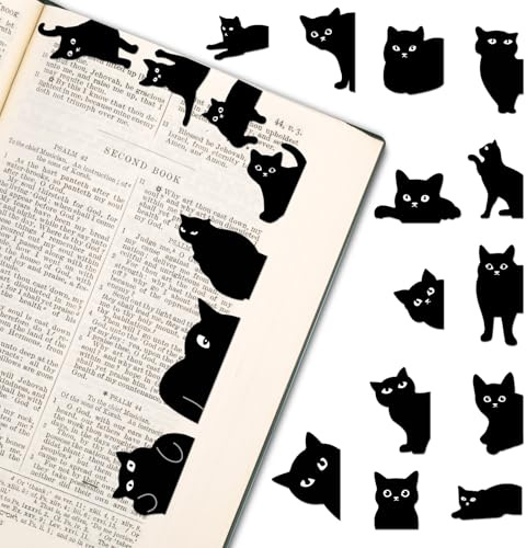 20 Stück Schwarz Lesezeichen Katze, Niedliche Magnetische Lesezeichen, Personalisiert Magnetlesezeichen, Süß Katzen Geschenke für Katzenliebhaber Buchliebhaber Studenten Lehrer