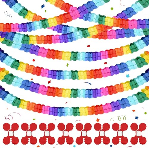 8 Stück Bunt Girlande Papier Deko, Hängenden Partygirlanden Deko, Girlande Geburtstag, Geburtstagsgirlande Partygirlanden Deko, für Abschlussfeier Geburtstag Karneval Fasching Party Dekoration(A)
