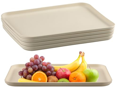 imposyu 4 Stück Serviertablett aus Kunststoff Gastrotablett Rechteckig | 30.5 x 22 x 1,5 cm Serviertablett für Küchen, Restaurants, Cafés, Hotels