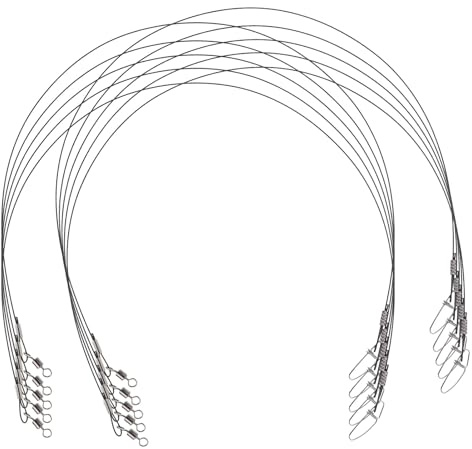 Zerodeko Línea de Líder de Pesca Antimordeduras de Acero de Alto Carbono 50 Cm, 10 Unidades Negras, Líderes Duraderos con Recubrimiento de Nailon para Pesca en Agua Salada