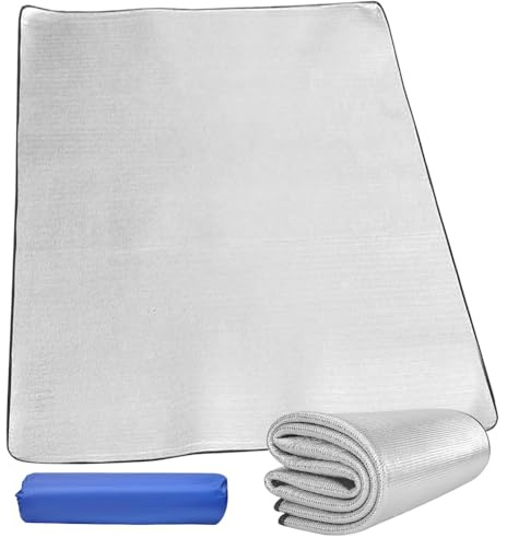 Yuragim Alu Isomatte Schaummatten 200x200 cm Isoliermatte Isolierdecke Faltbare Camping Isomatte mit Aluminium Beschichtung Thermomatte Bodenmatte Isoliermatte Schlafmatte Zeltunterlage Ultraleicht