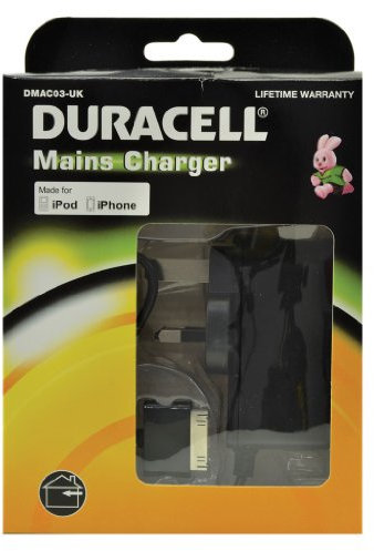 Duracell Mains UK Charger for the iPhone 4, iPhone 3GS, iPhone 3G, iPhone 3 and 30pin iPods