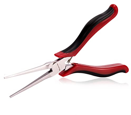 SPEEDWOX Mini Needle Nose Pliers Smooth Flat Jaws with Spring Craft Beading Jewelry Making Chrome Vanadium Steel 5 Inch for Father Dad Daddy Papa Grandpa Men Husband Him