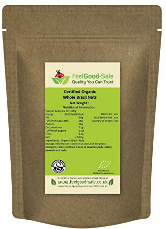 1kg Organic Brazil Nuts Certified Whole (FeelGood-Sale Brand)