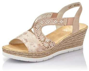 Rieker Donna Sandali 61916, Signora Sandali con Piattaforma,Sandalo con Plateau,Scarpa Estiva,Comodo,Suola Spessa,Rosa (Rosa / 31),42 EU / 8 UK