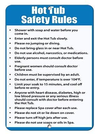 TammieLove Hot Tub Safety Rules Follow & Obey Rules & Regulations¡­. Aluminum Metal Sign Metal Sign 8x12 inches