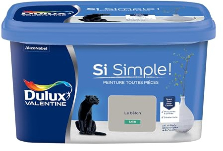Dulux Valentine Peinture Si Simple Peinture Intérieure Toutes Pièces - Peinture Mur et Plafond, Porte et Plinthe - Couleur : Le Béton Satin - 2,5 L