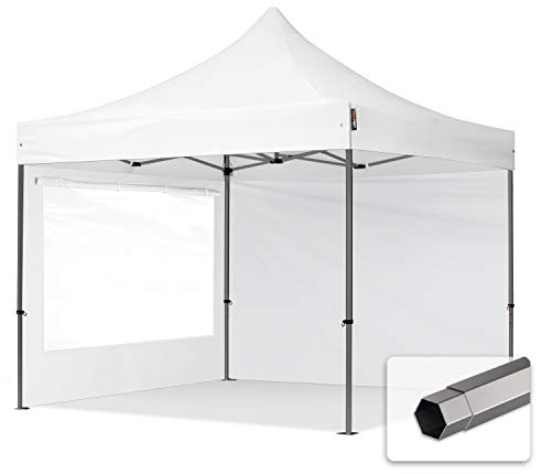 TOOLPORT 3x3 m Tonnelle Tente Pliante Barnum Acier, PES 750, côtés panoramiques, Blanc