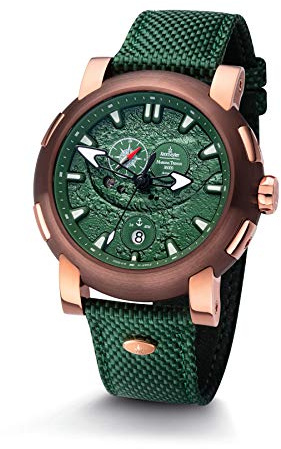 Kronsegler Mariana Trench Rose - grün | Automatik Herrenuhr 20 ATM wasserdicht | Saphirglas, verschraubte Krone, Superluminova, Nylonband gepolstert