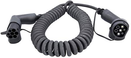 KS Tools 117.7345 Cavo di ricarica a spirale efuturo tipo 2 su connettore tipo 2, 1 fase, fino a 7,4 kW, 32 A, 230 V, modalità 3, 5 metri
