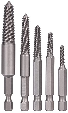 Estrattore di Vite Strumento per la Rimozione di Perni di Trapano 5 Pezzi Estrattore di Vite Rotta Gambo Esagonale Dente Fine Strumento di Rimozione del Bullone Rotto Kit Facile da Tirare