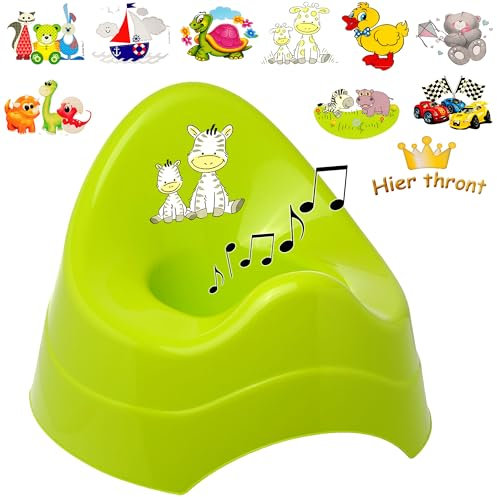 alles-meine.de GmbH 2 Stück Musik & Sound - Töpfchen/Nachttöpfe/Babytöpfe - grün - apfelgrün Motiv-Mix - Mädchen Bieco - Melody - mit großer Lehne + Spritzschutz - Baby..
