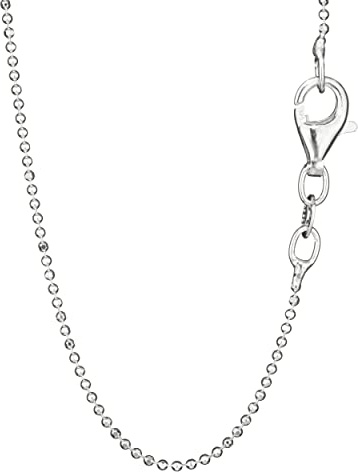 NKlaus Kugelkette kugelkette 1mm für Damen, 925 Silber, Silber, 1 Stück