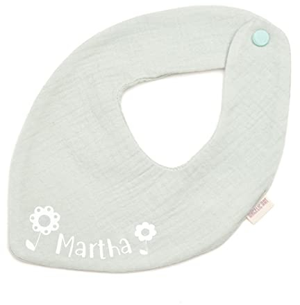 Halstuch mit Namen für Jungen, Mädchen, Unisex, mit Druckknopfverschluss, in verschiedenen Farben-Musselin-Stern (Mint)
