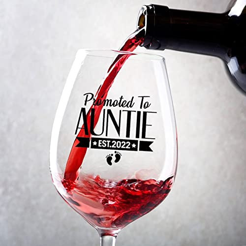 Rimego Copas de vino tinto promocionadas a la tía, juego de 2 copas de vino tinto personalizadas para mujeres y hombres en cumpleaños, Navidad y ocasiones especiales, copas de 17 onzas